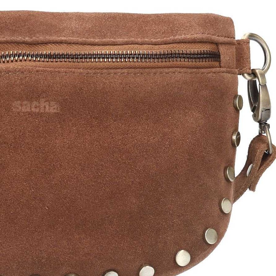 Sacha Crossbody Bag With Studs - Brown