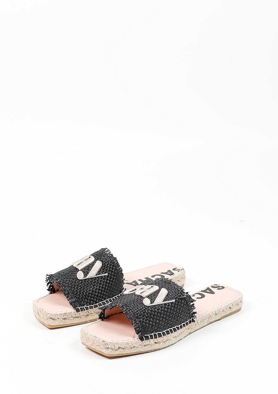 Sacha Slides With Rope Sole - Black