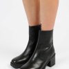 Sacha Heeled Leather Ankle Boots - Black