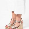 Sacha Leather Sandals With Wedge Heel - Gold