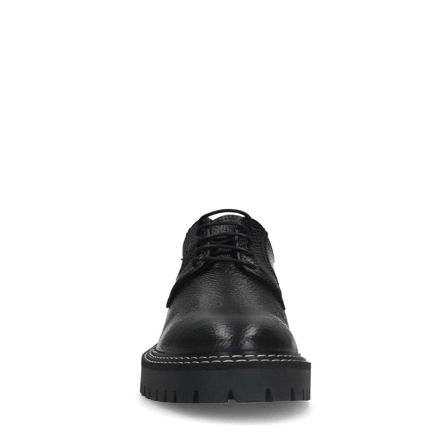 Sacha Leather Lace-Up Shoes With Chunky Sole - Black