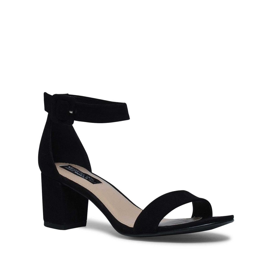 Sacha Minimalist Textile Sandals - Black