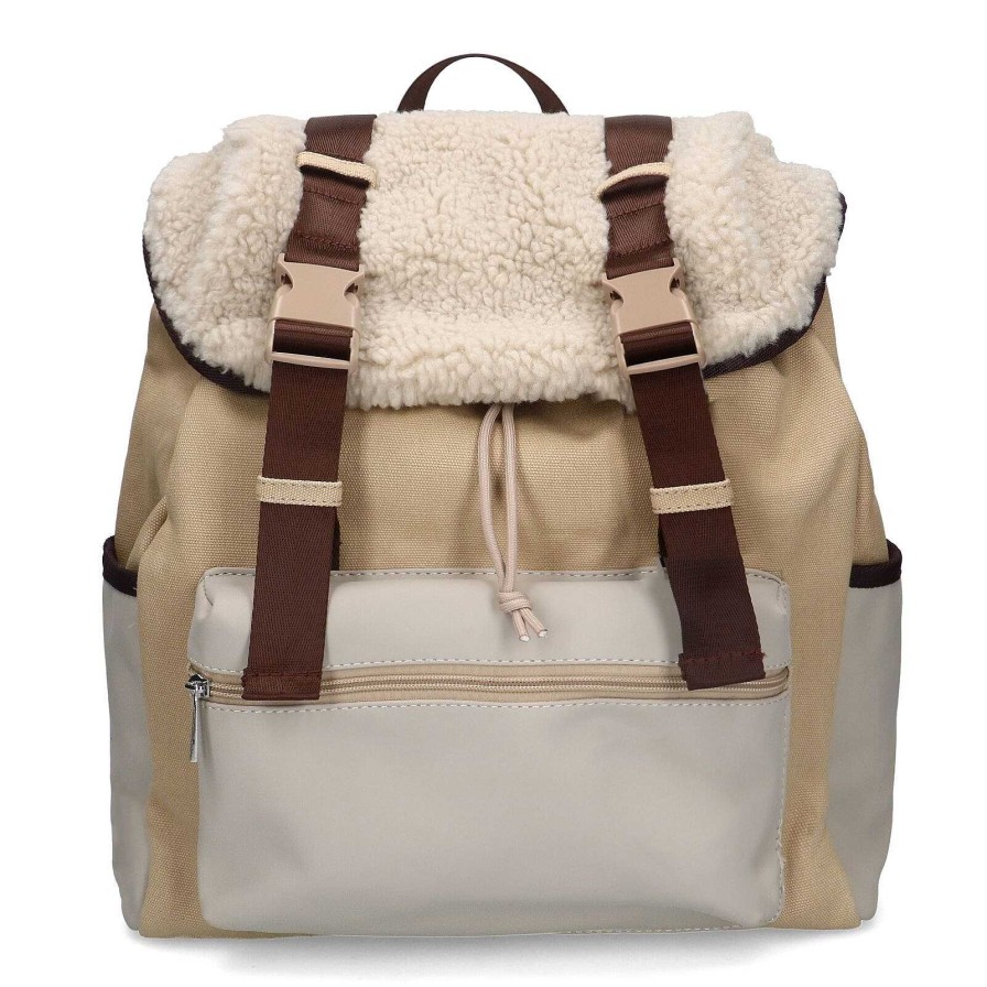 Sacha Backpack With Fluffy Details - Beige