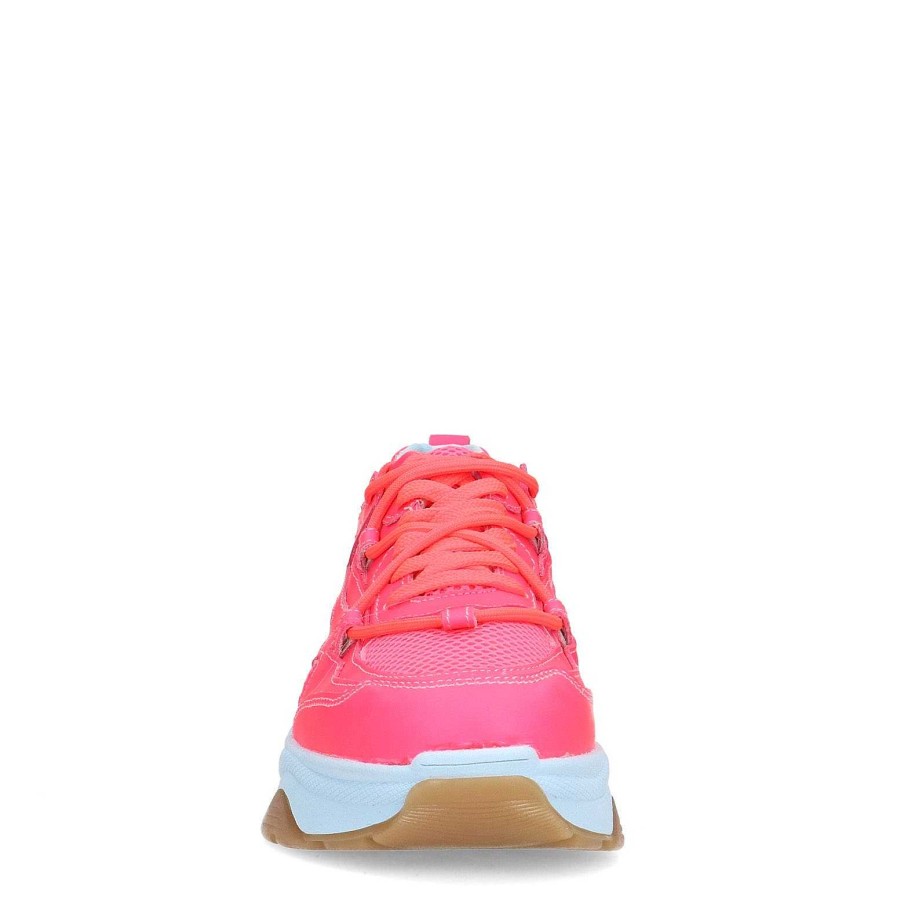 Sacha Leather Platform Sneakers With Colorful Sole - Pink