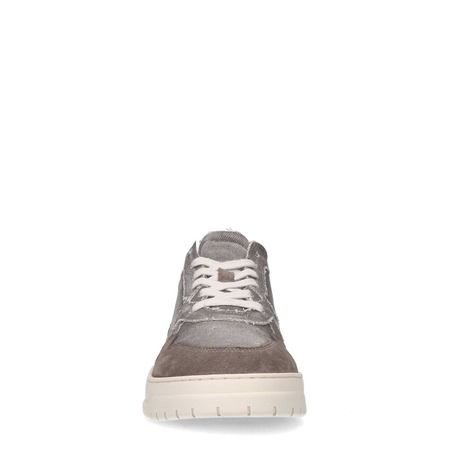 Sacha Canvas Sneakers With Suede Details - Gray