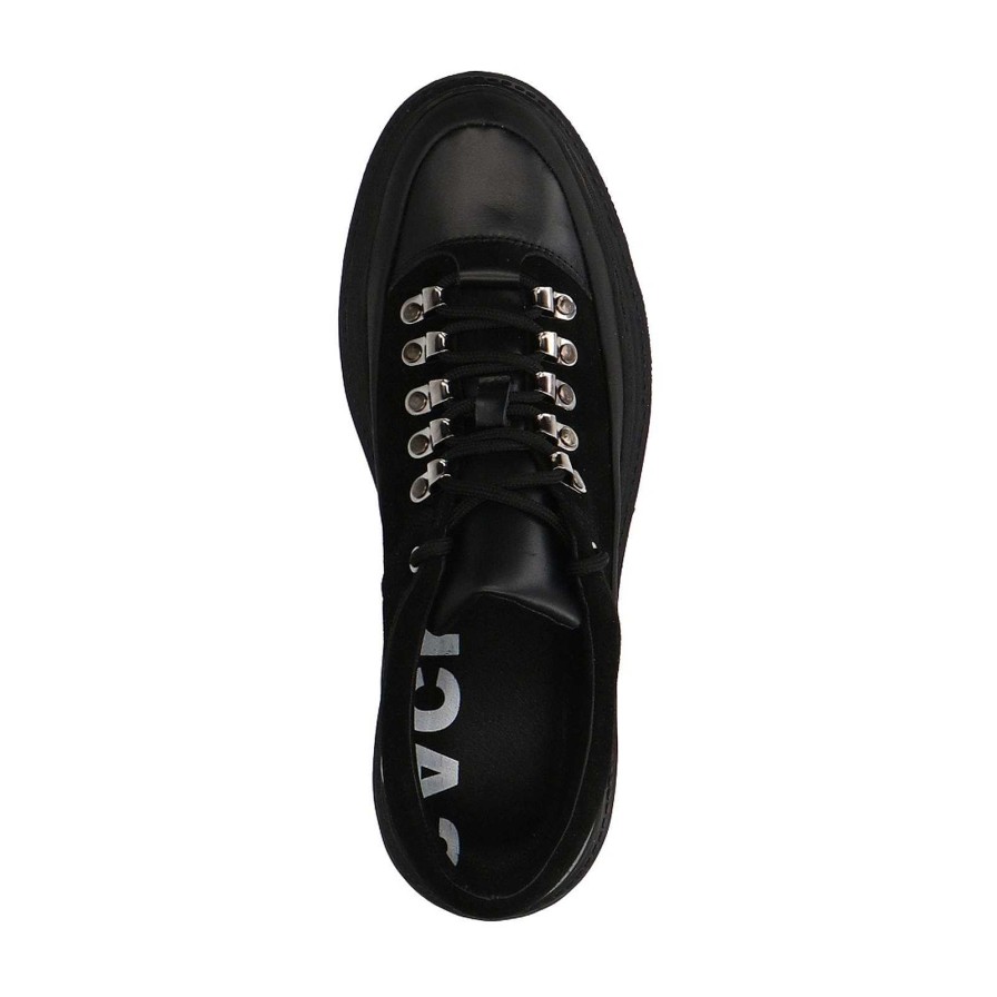 Sacha Chunky Suede Lace-Up Shoes - Black