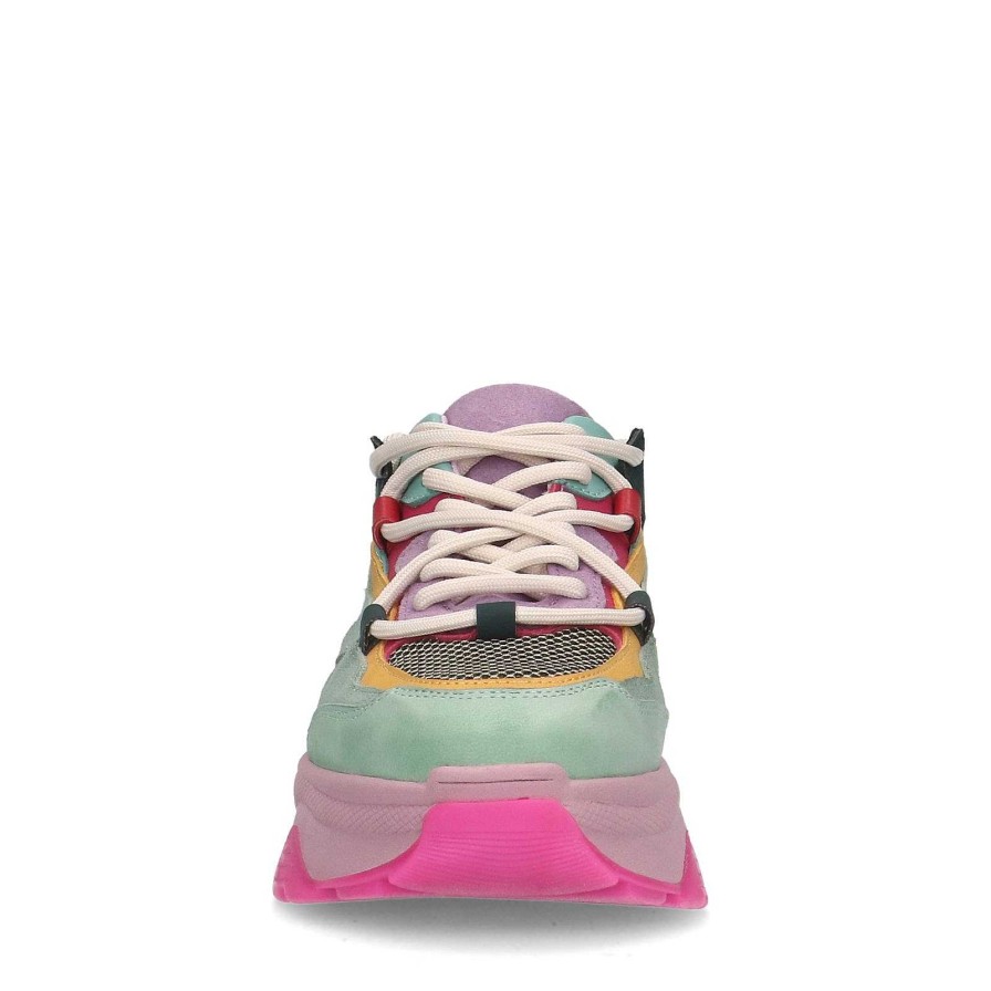 Sacha Leather Platform Sneakers With Colorful Sole - Multicolor