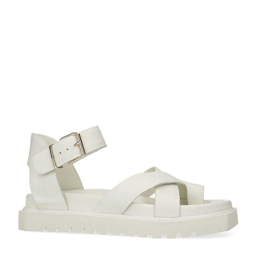 Sacha Leather Platform Sandals - White