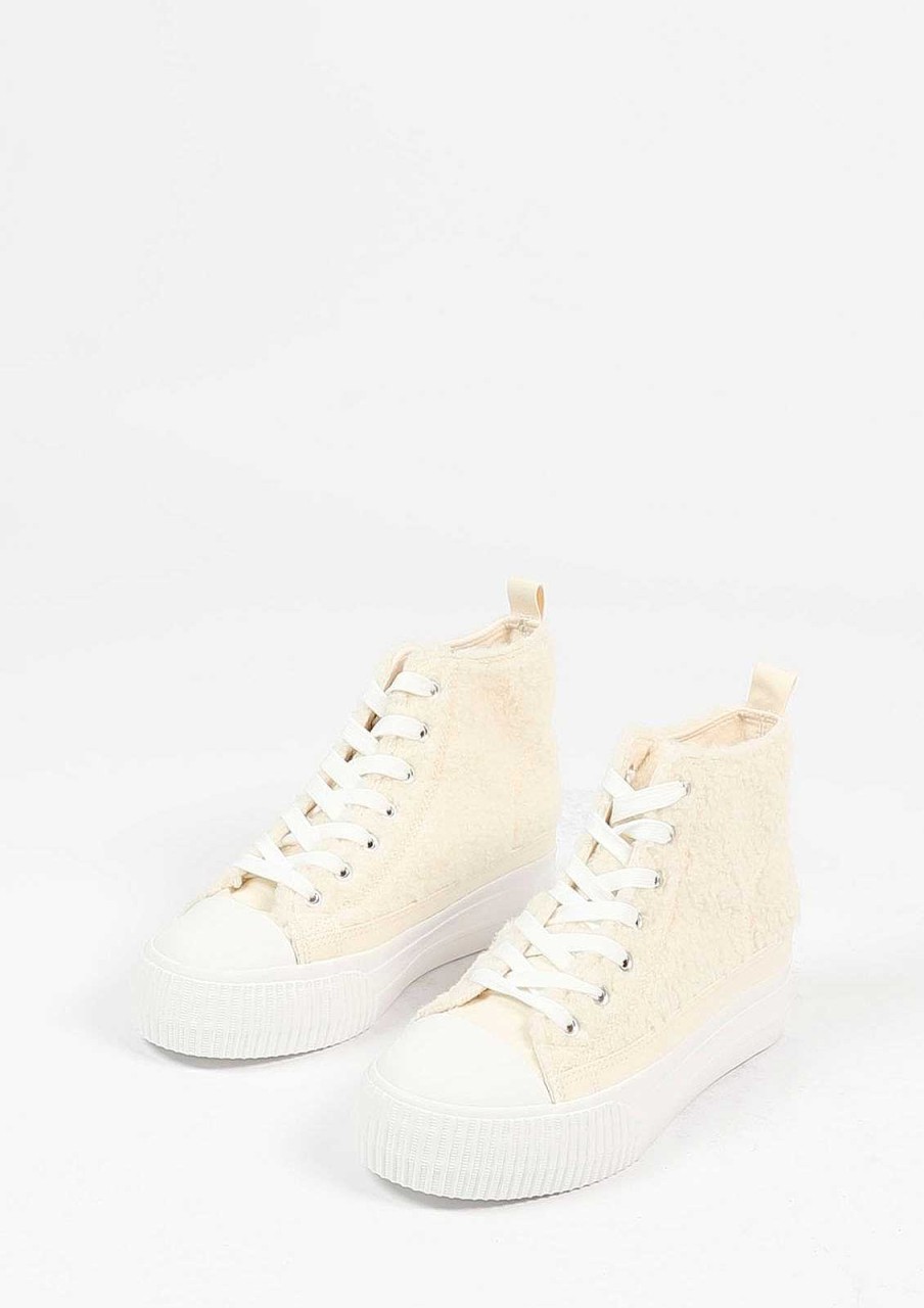 Sacha Fluffy High Top Sneakers - Off White