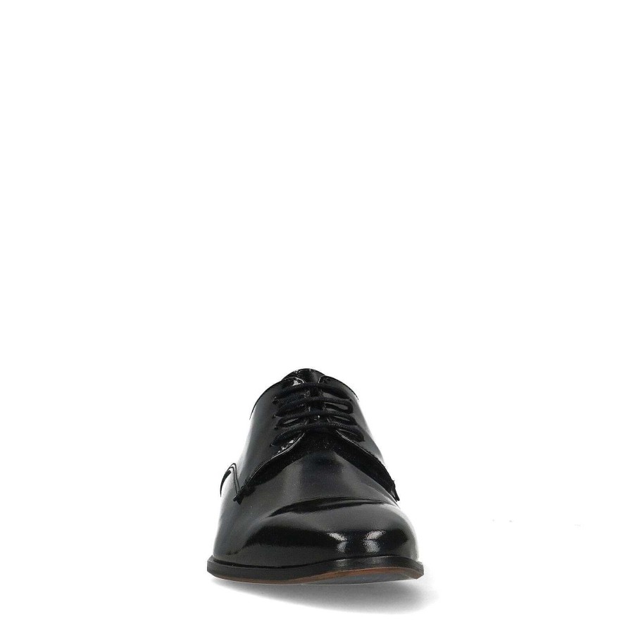 Sacha Patent Metallic Lace-Up Shoes - Black