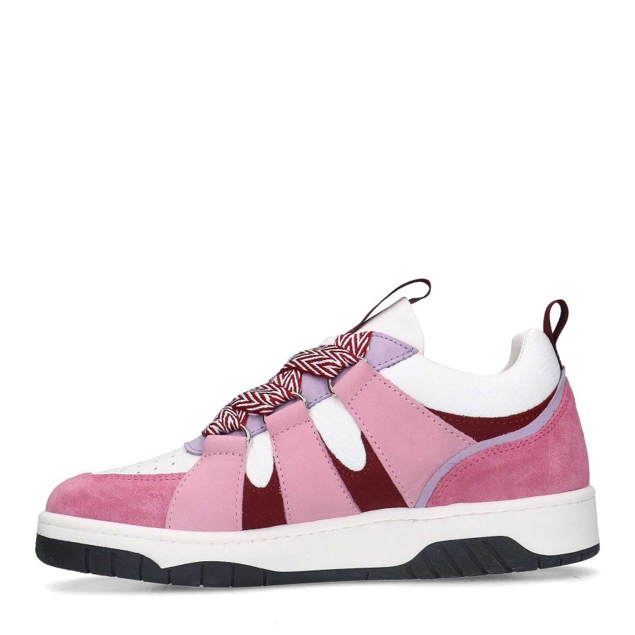 Sacha Suede Sneakers With Large Laces - Pink