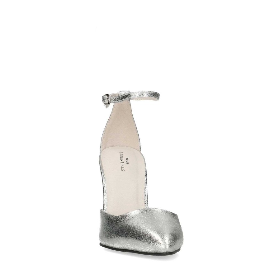 Sacha Firm Pumps With Ankle Strap - Silver