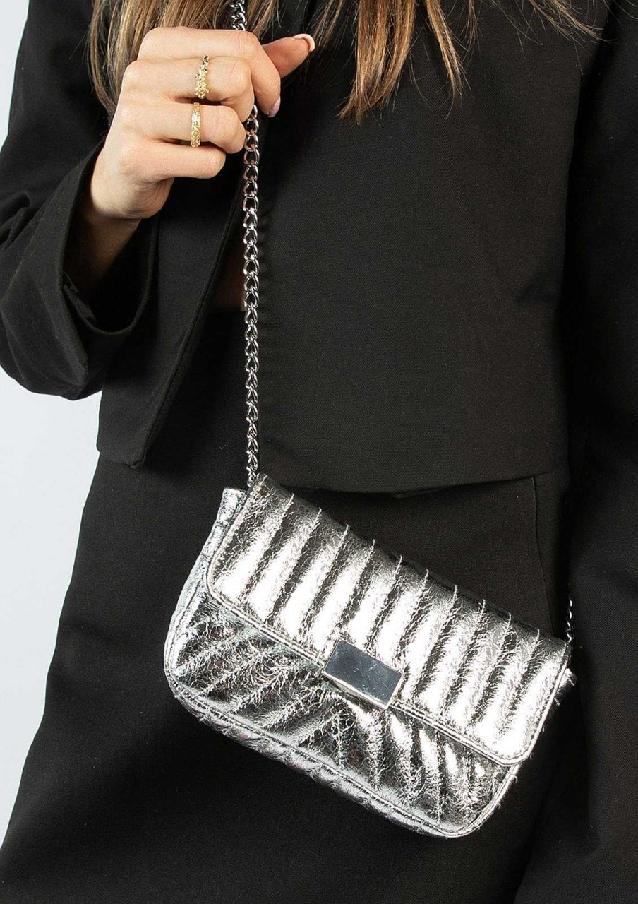 Sacha Metallic Crossbody Bag - Silver