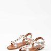 Sacha Leather Sandals With Studs - Gold