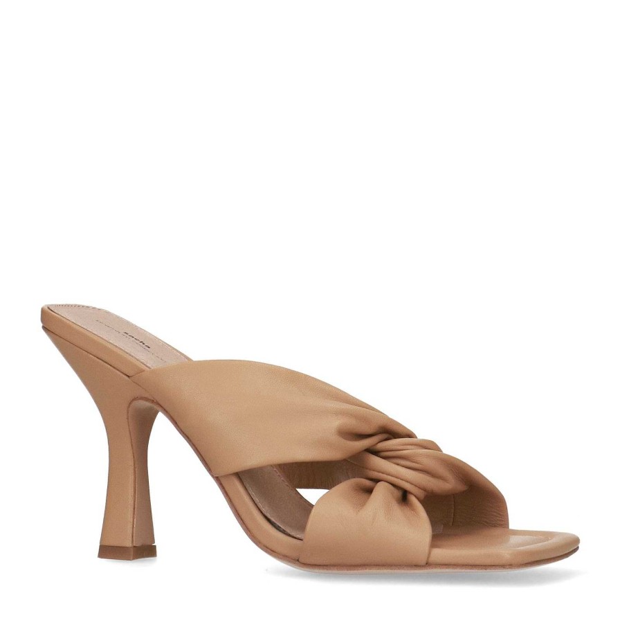 Sacha Leather Mules With Bow - Beige